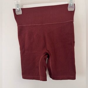 Ribbed Burgundy High-Waisted bike Shorts